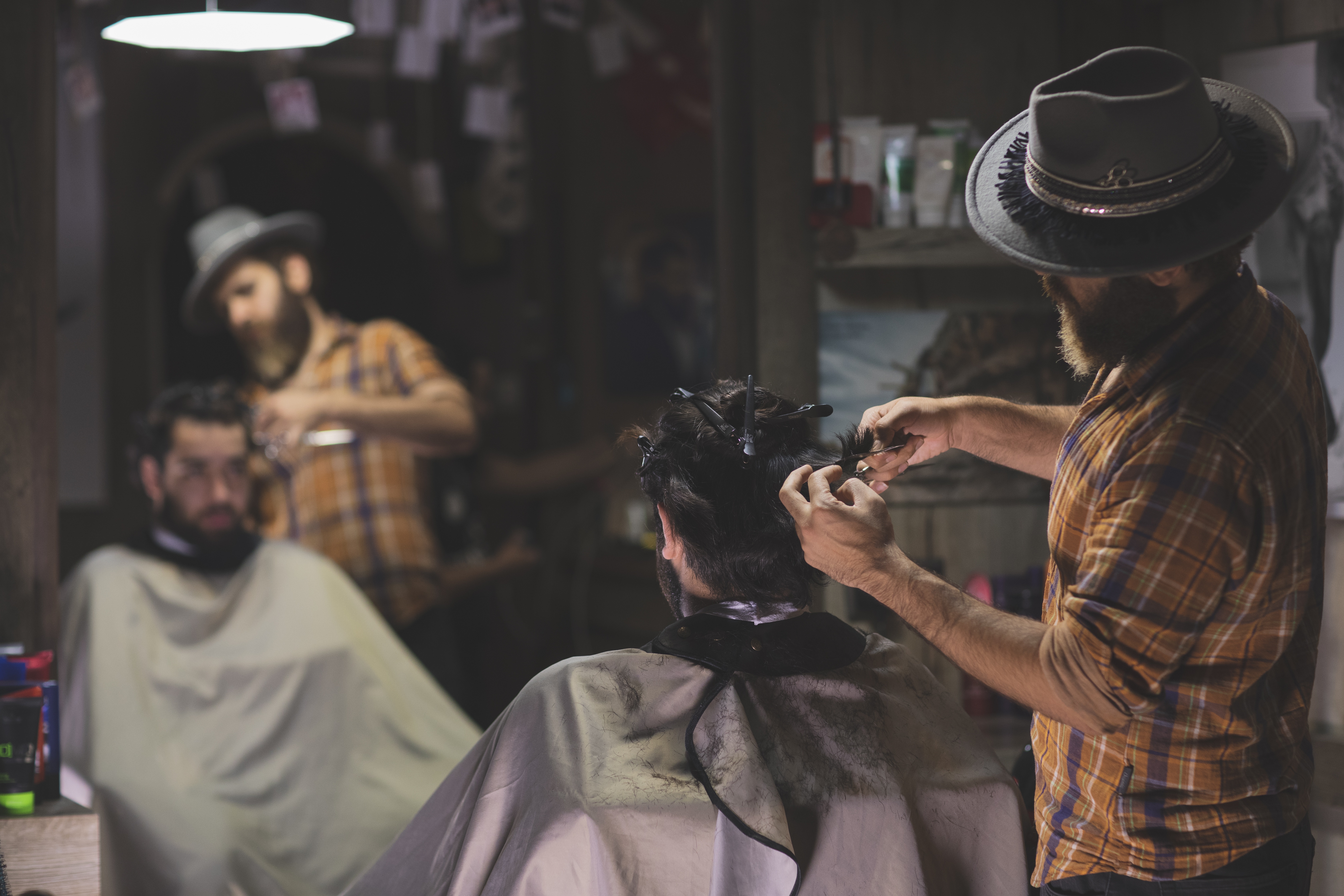 Barber cutting hair